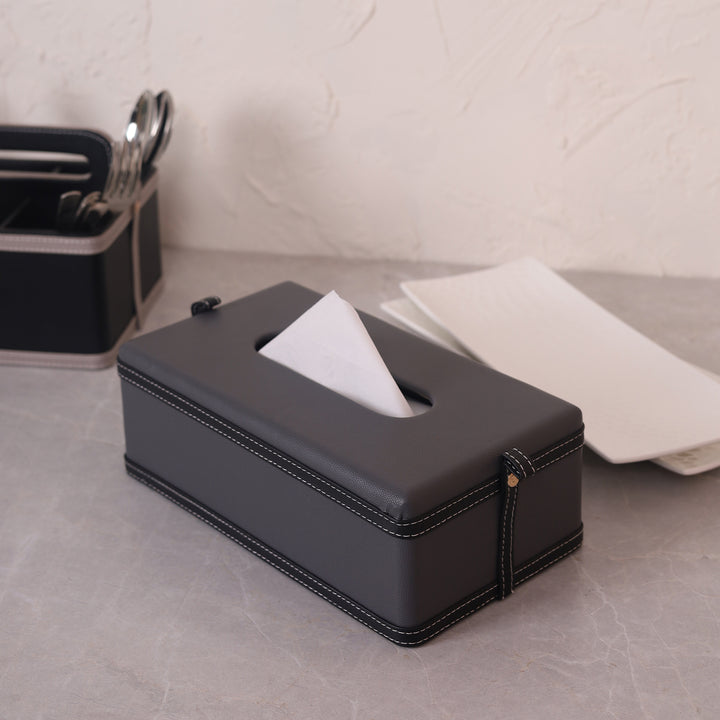 Leather Tissue Box - Grey