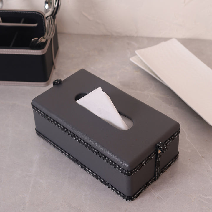 Leather Tissue Box - Grey