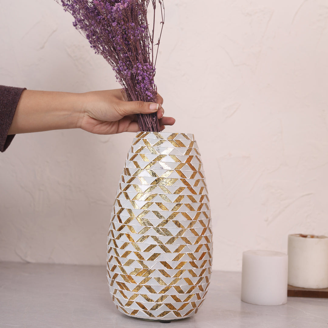 Mosaic Flower Vase Big - Gold