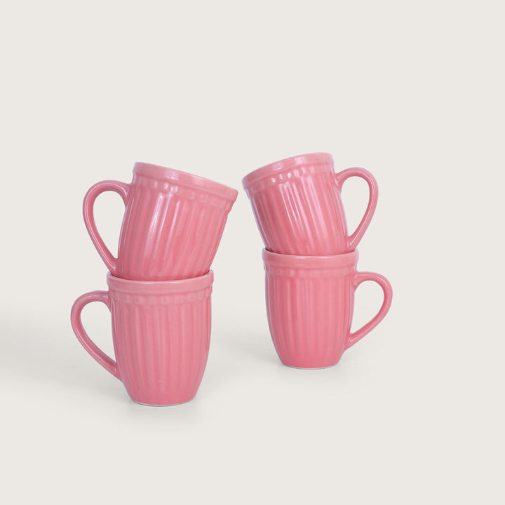 Octa Ceramics Vintage Coffee Mug set of 4 - Pink