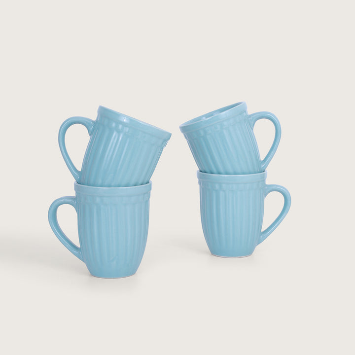 Octa Ceramics Vintage Coffee Mug set of 4 - Aqua