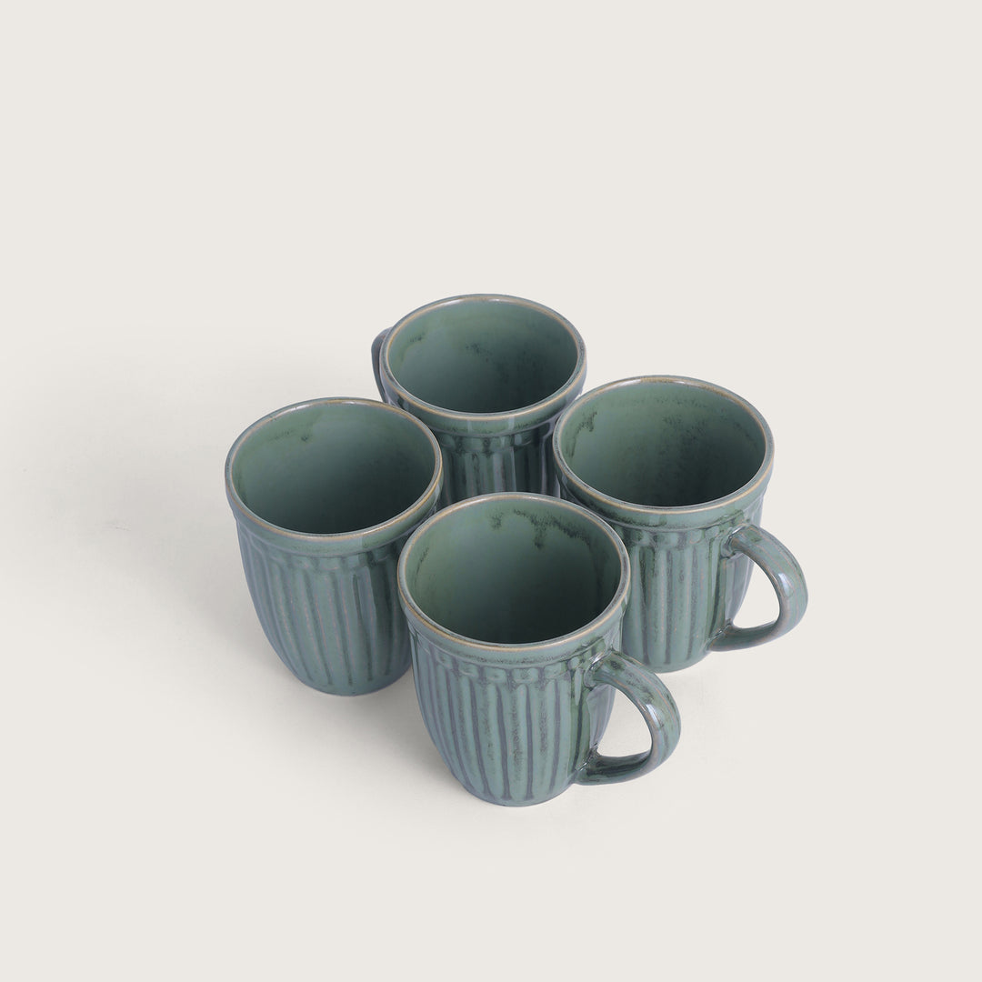 Octa Ceramics Vintage Coffee Mug set of 4 - Green