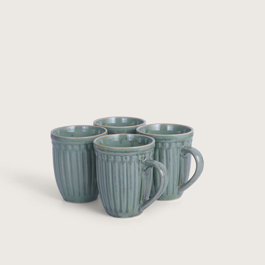 Octa Ceramics Vintage Coffee Mug set of 4 - Green