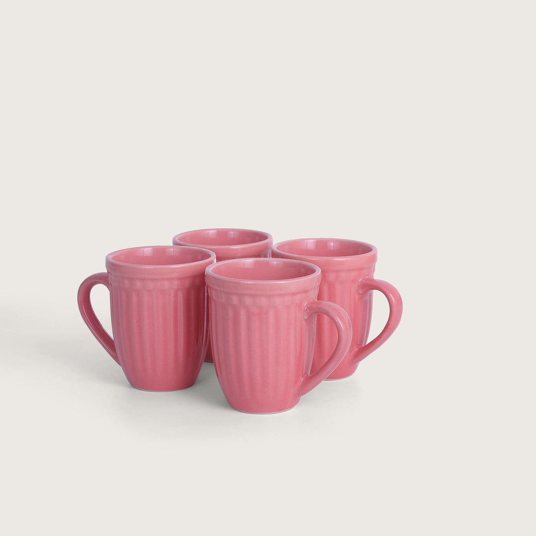 Octa Ceramics Vintage Coffee Mug set of 4 - Pink