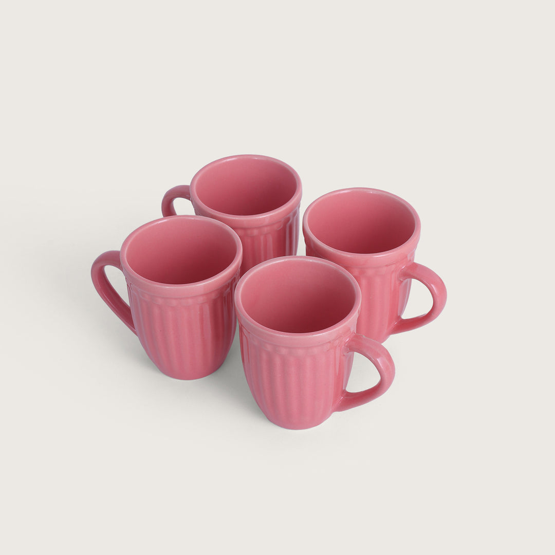 Octa Ceramics Vintage Coffee Mug set of 4 - Pink