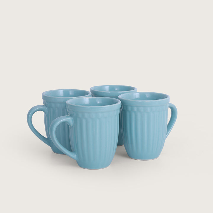 Octa Ceramics Vintage Coffee Mug set of 4 - Aqua