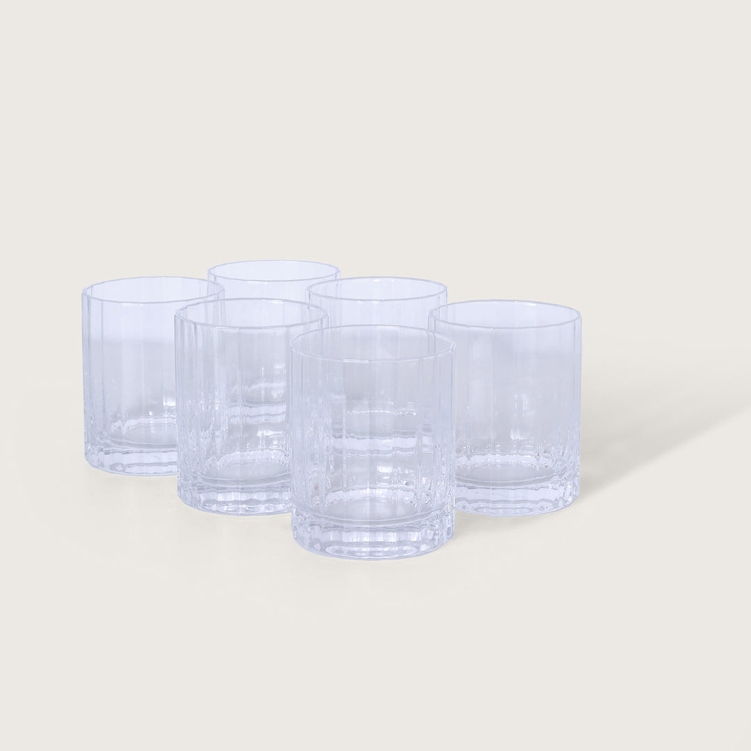 Luxe Ribbed Crystal Whiskey Glass Set of 6