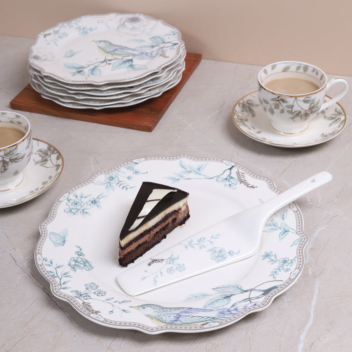 Luxe Blue Bird 8 Pc Serving Set | Cake Set