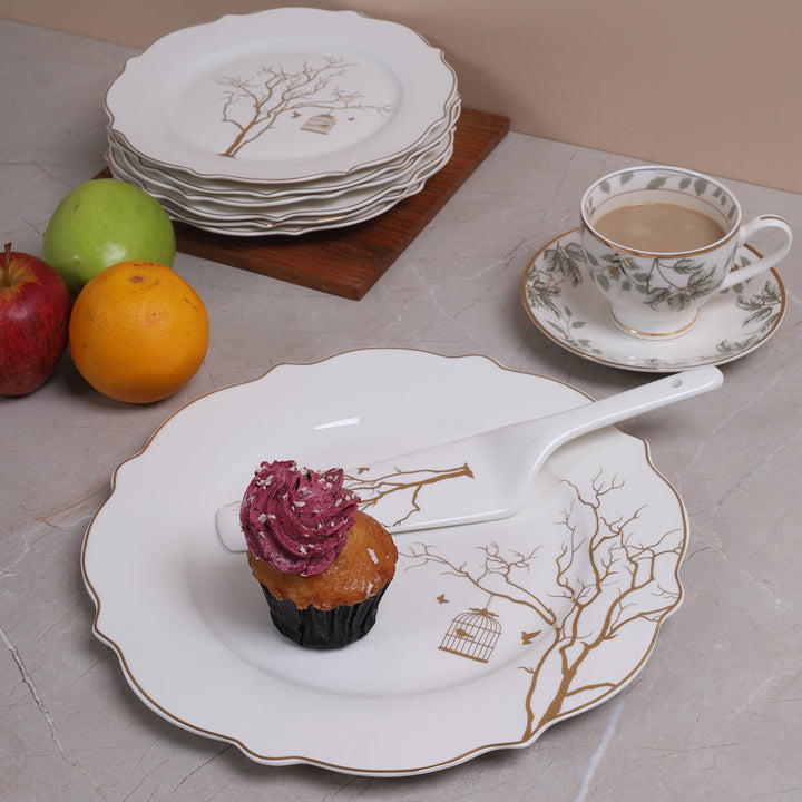 Luxe Golden Tree 8 Pc Serving Set | Cake Set