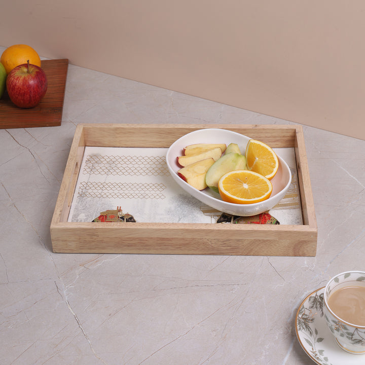 Elephant Tray Wooden Beige - Large