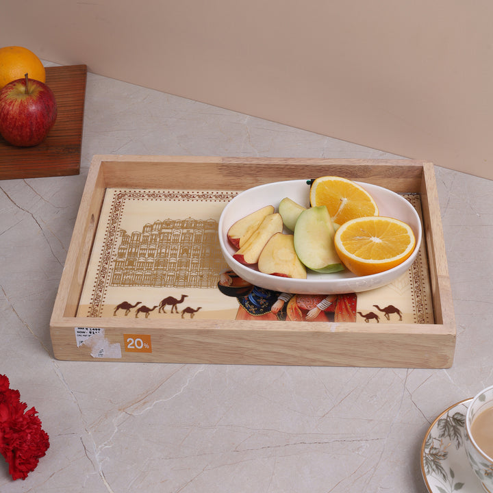 Hawa Mahal Inspired Wooden. Tray - Large