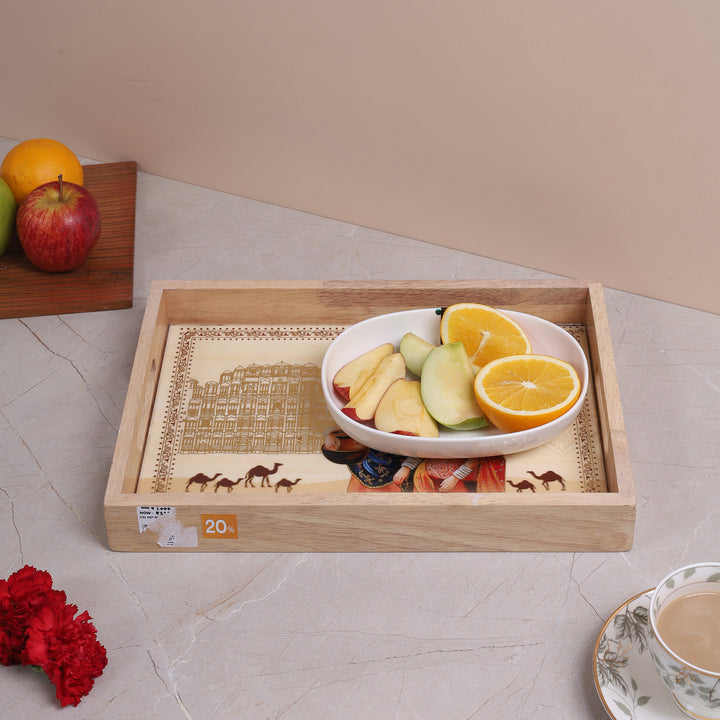 Hawa Mahal Inspired Wooden. Tray - Large