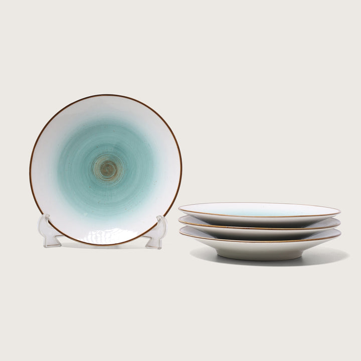 Cottage Snacks Plate Aqua Set of 4