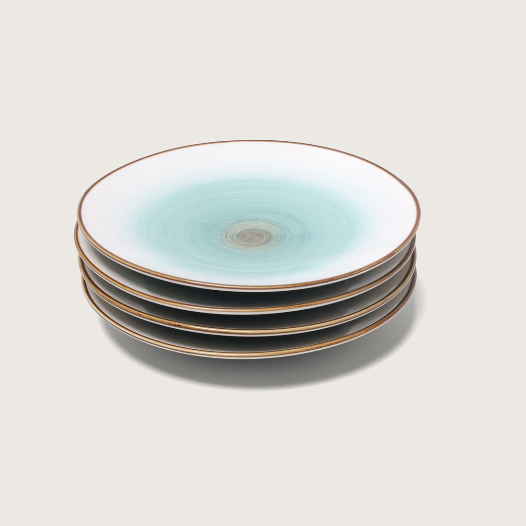 Cottage Snacks Plate Aqua Set of 4