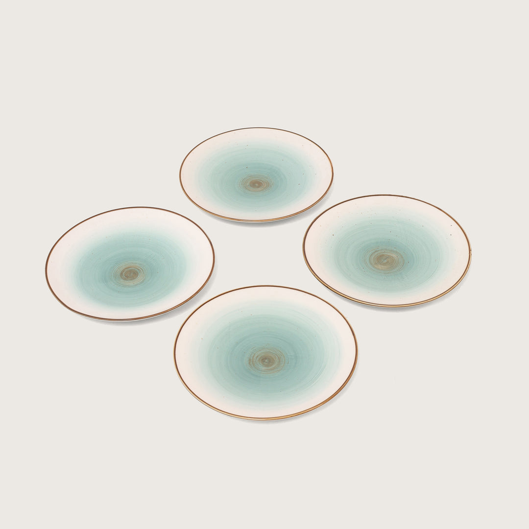 Cottage Snacks Plate Aqua Set of 4