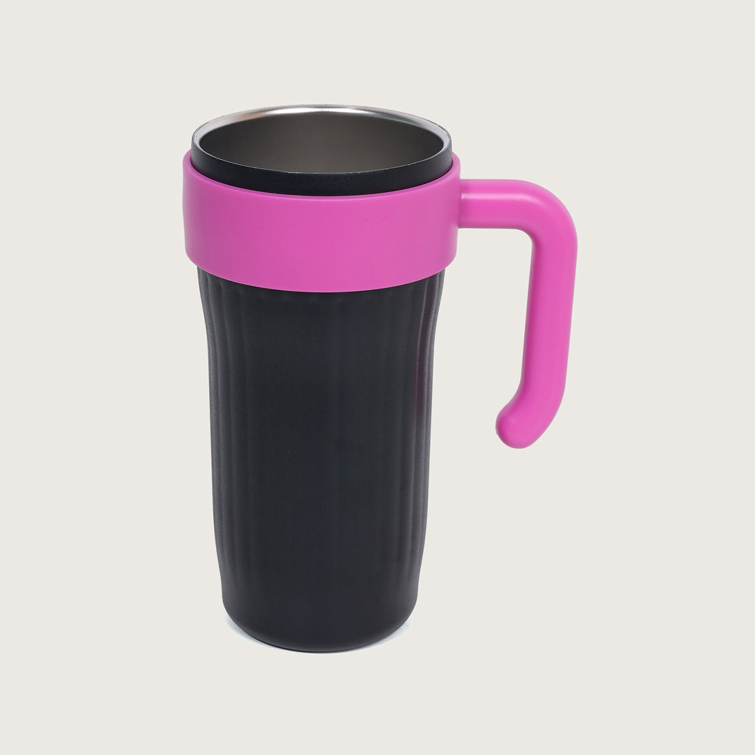 Insulated Travel Bottle with Steel Straw Lid & Handle - Black