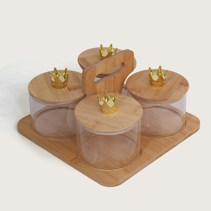 Glass Jar Storage Containers 500ML with Bamboo Tray | Airtight