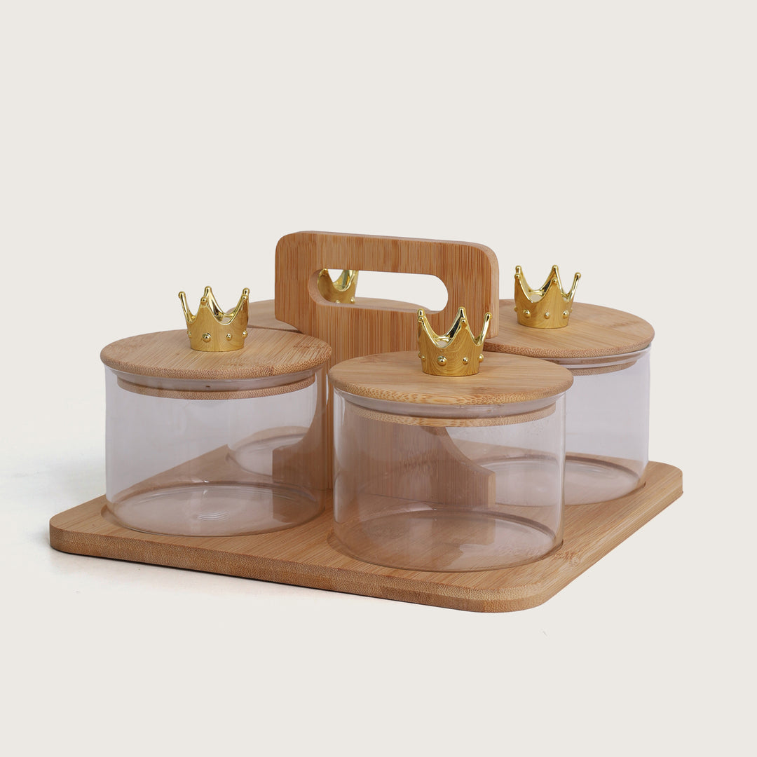 Glass Jar Storage Containers 500ML with Bamboo Tray | Airtight