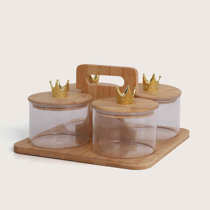 Glass Jar Storage Containers 500ML with Bamboo Tray | Airtight