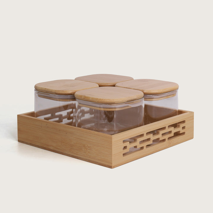 Glass Jar Storage Containers 600ML with Tray | Airtight