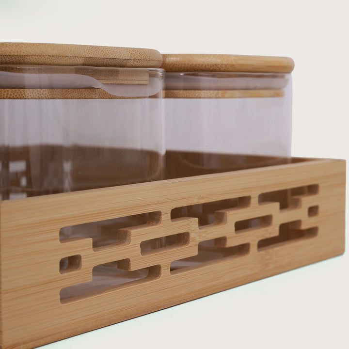 Glass Jar Storage Containers 600ML with Tray | Airtight