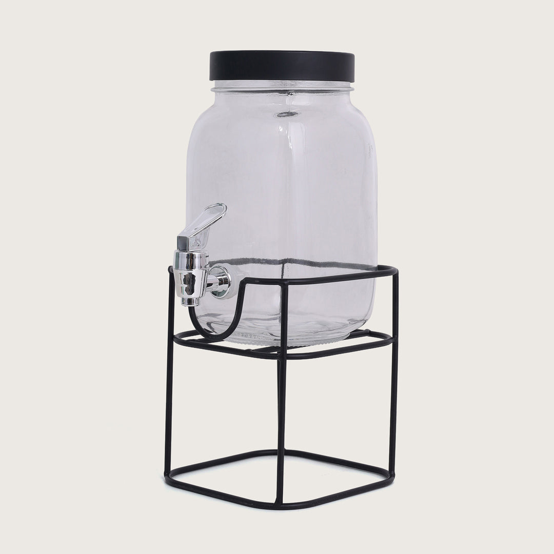 Beverage Glass Dispenser 1500ML with Metal Stand and Tap