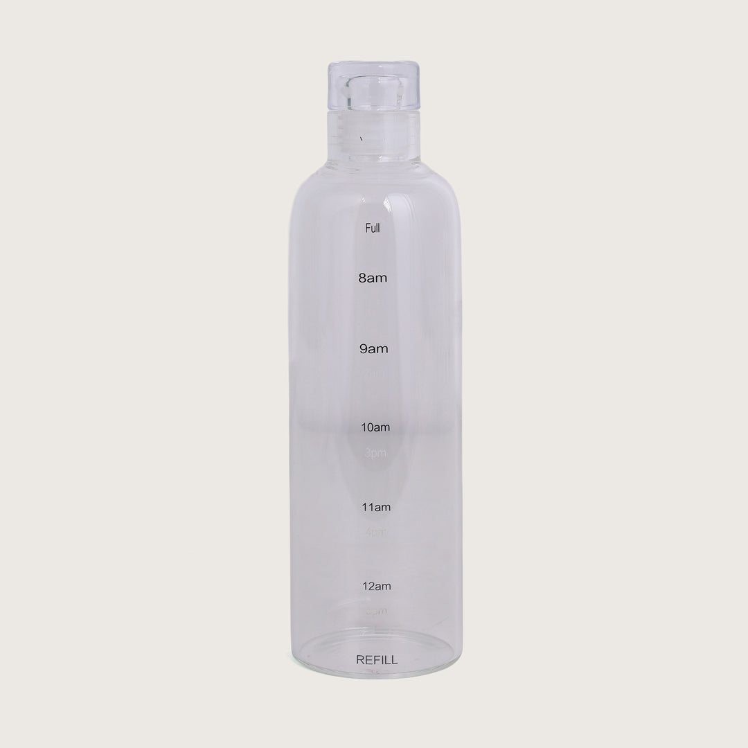 Water Glass Bottles with time markings, 500ML, Set of 4 - Clear