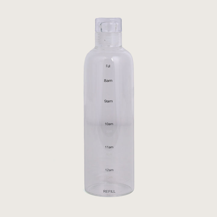 Water Glass Bottles with time markings, 500ML, Set of 4 - Clear
