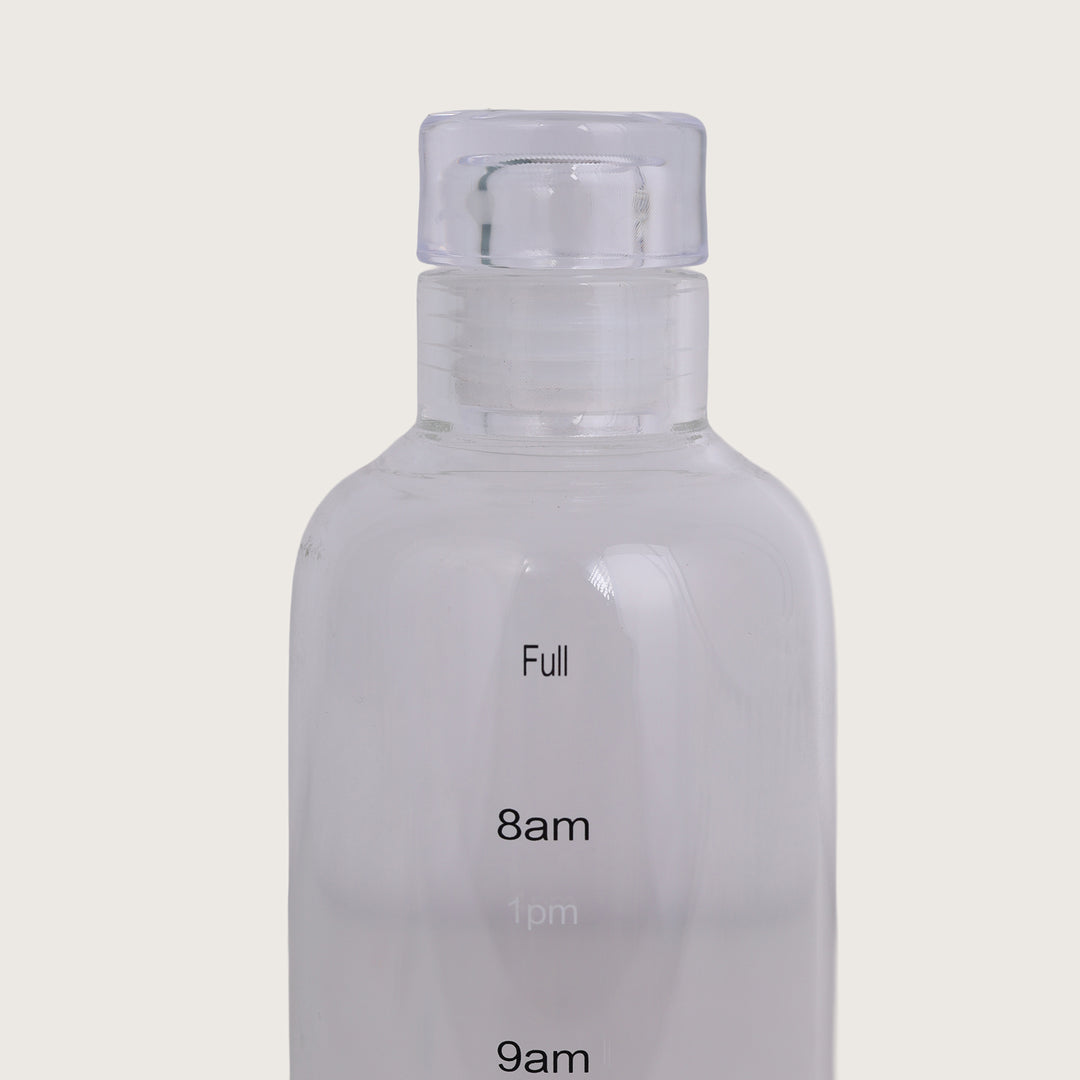 Water Glass Bottles with time markings, 500ML, Set of 4 - Clear