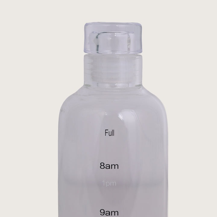 Water Glass Bottles with time markings, 500ML, Set of 4 - Clear