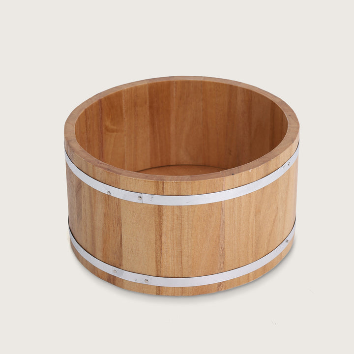 Glass Beverage Dispenser 3L with Wooden Stand & Tap, Ribbed Design