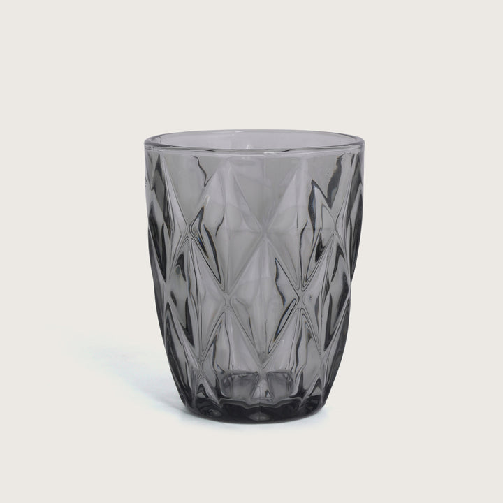 Geometric Crystal Glass Tumblers 350ML, Set of 6 - Black