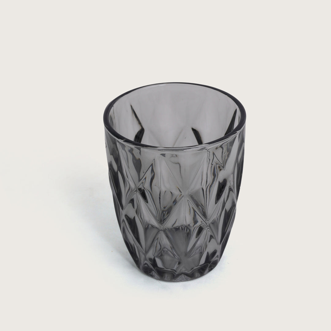 Geometric Crystal Glass Tumblers 350ML, Set of 6 - Black