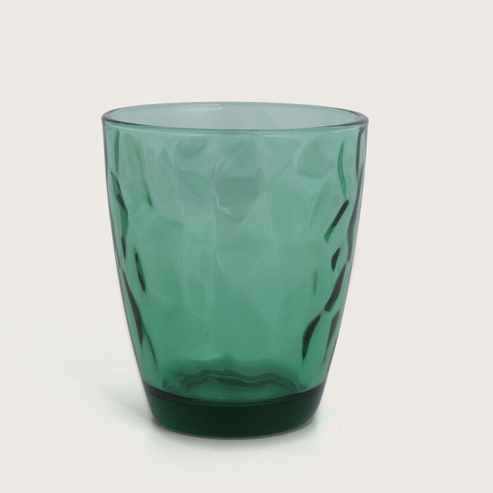 Geometric Crystal Glass Tumblers 350ML, Set of 6 - Green
