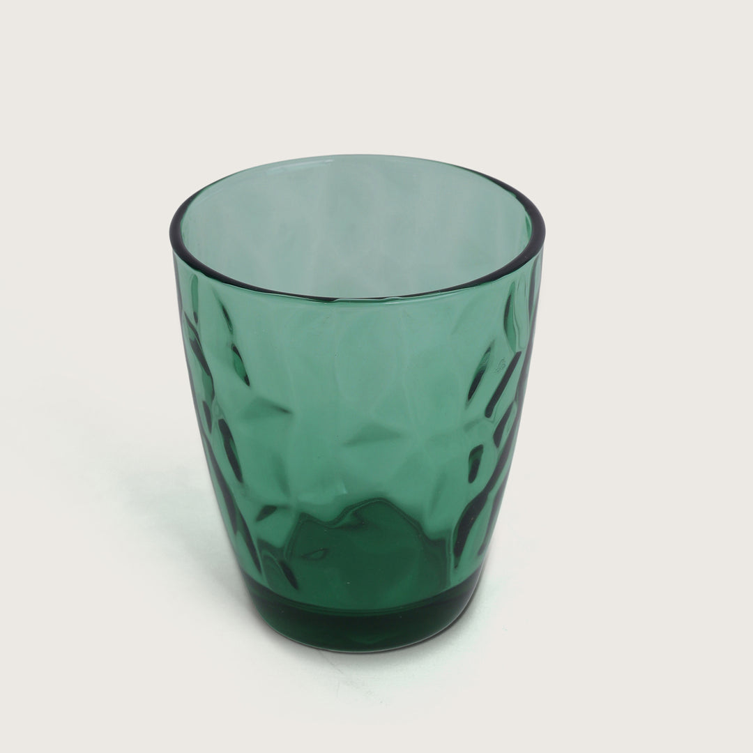 Geometric Crystal Glass Tumblers 350ML, Set of 6 - Green