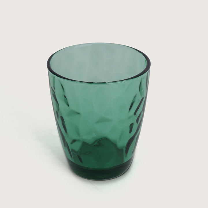 Geometric Crystal Glass Tumblers 350ML, Set of 6 - Green