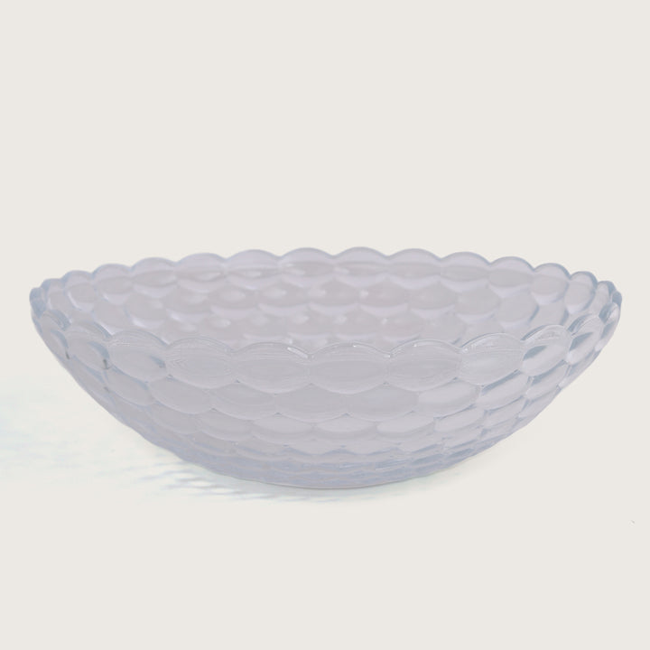 Crystal Glass Fruit Bowl, Honeycomb Pattern, 25CM Round Serving Dish