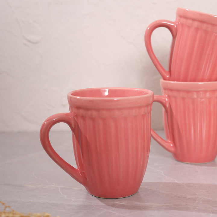 Octa Ceramics Vintage Coffee Mug set of 4 - Pink