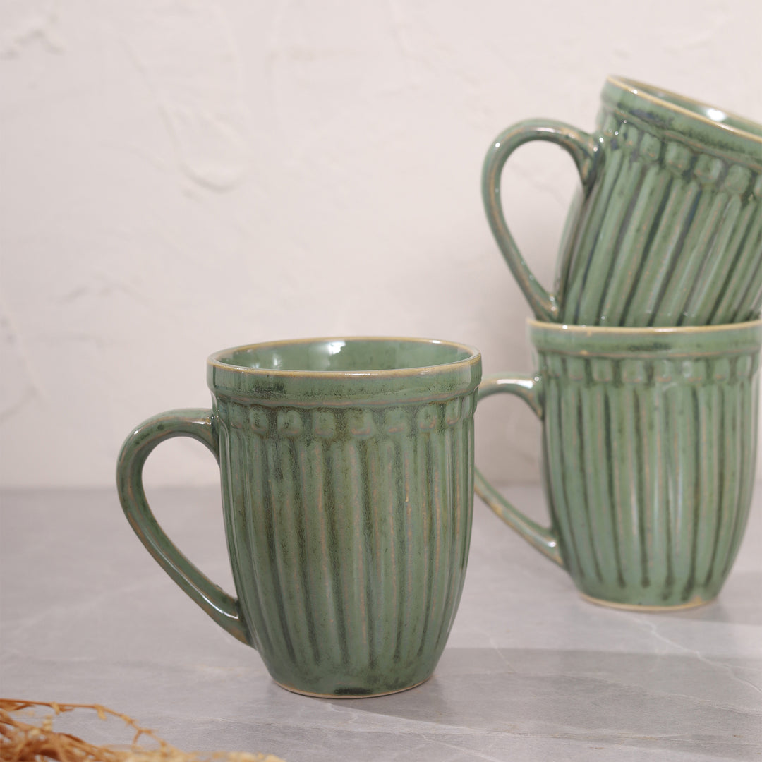 Octa Ceramics Vintage Coffee Mug set of 4 - Green