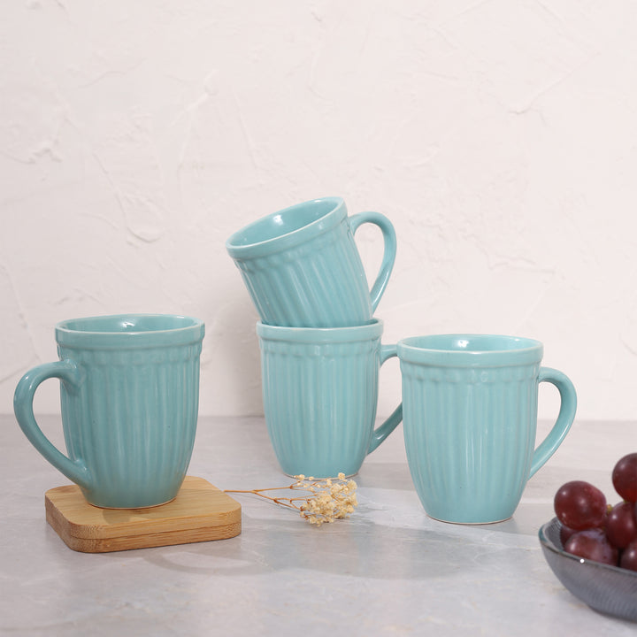 Octa Ceramics Vintage Coffee Mug set of 4 - Aqua