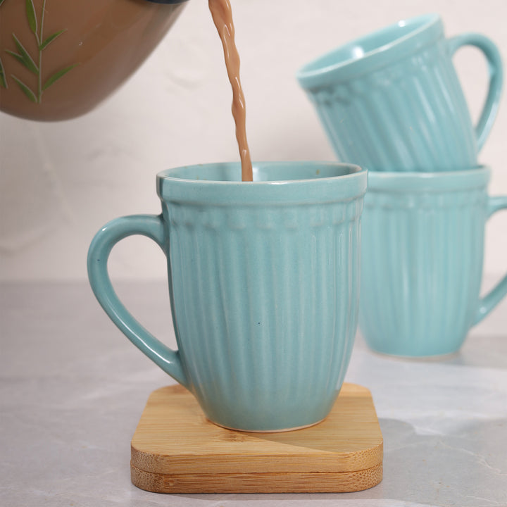 Octa Ceramics Vintage Coffee Mug set of 4 - Aqua