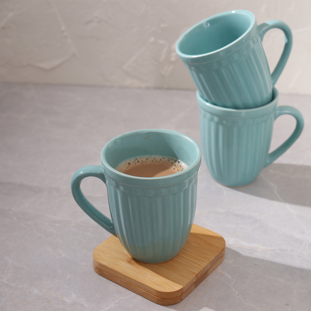 Octa Ceramics Vintage Coffee Mug set of 4 - Aqua