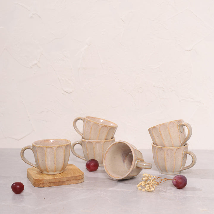 Barista Textured Beige Ceramic Cup Set of 6