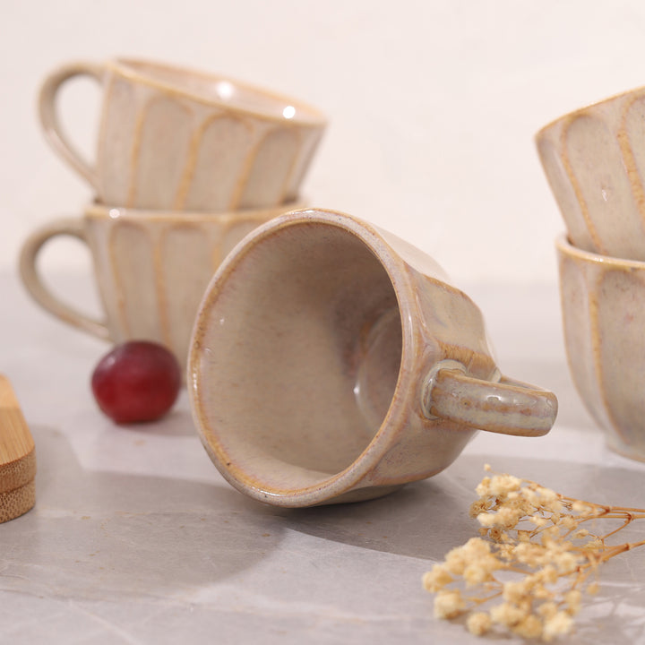 Barista Textured Beige Ceramic Cup Set of 6