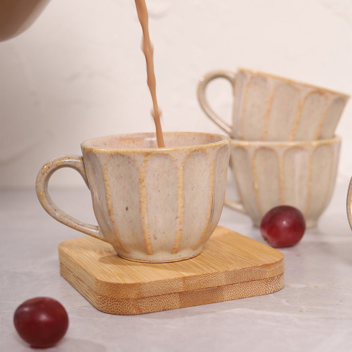 Barista Textured Beige Ceramic Cup Set of 6