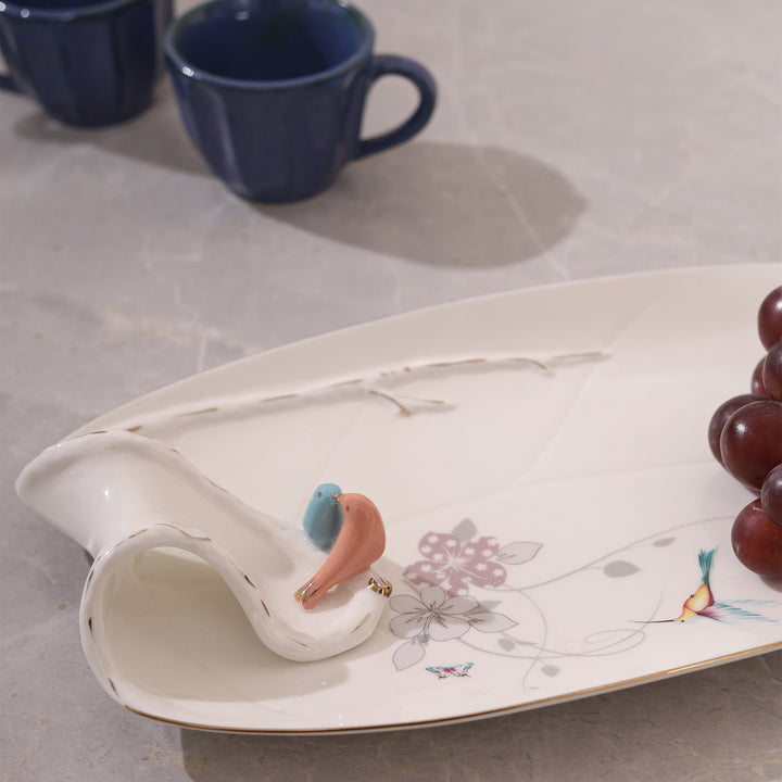 Nesting Birds Serving Platter Ceramic