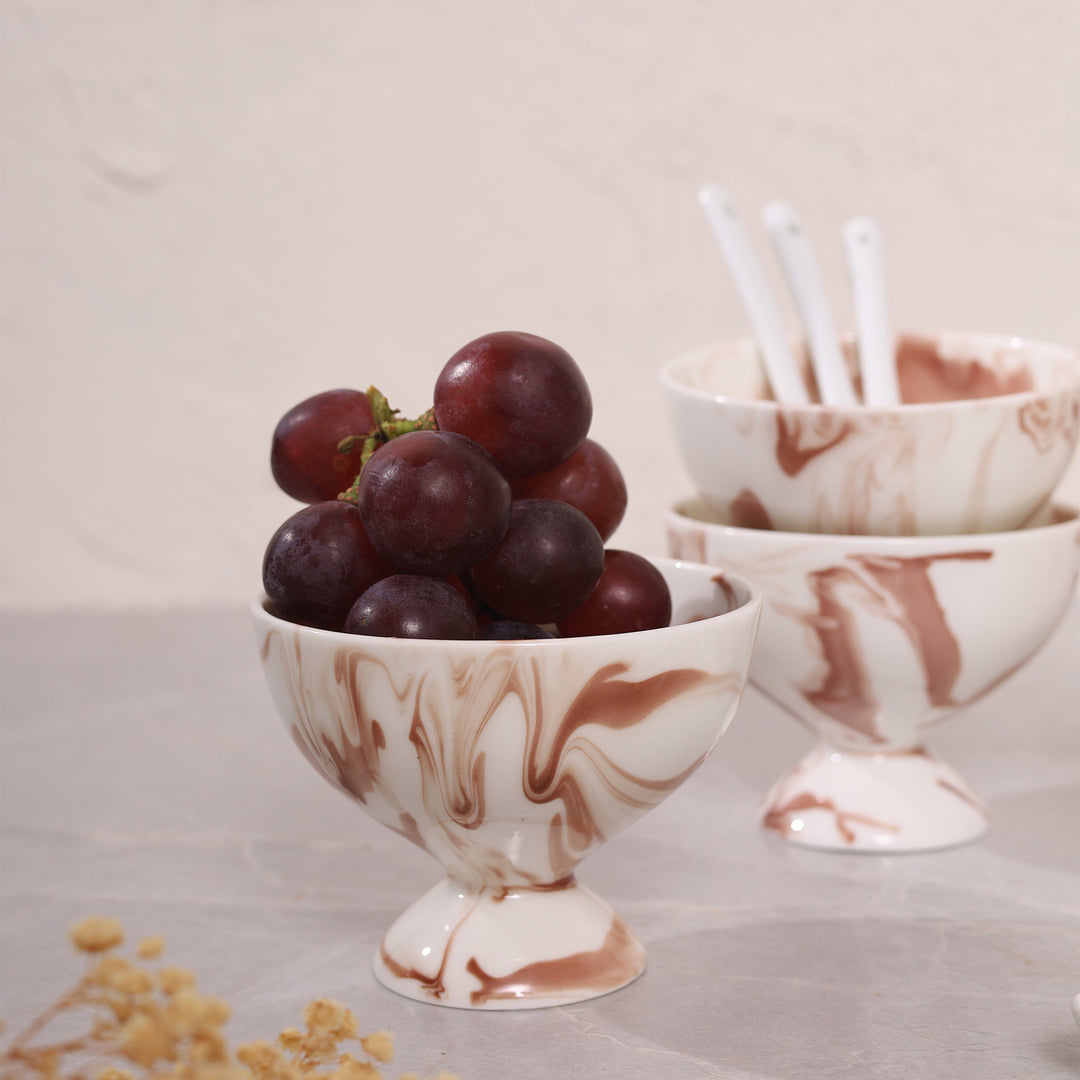 Marble texture Dessert Set with Spoons Set of 6