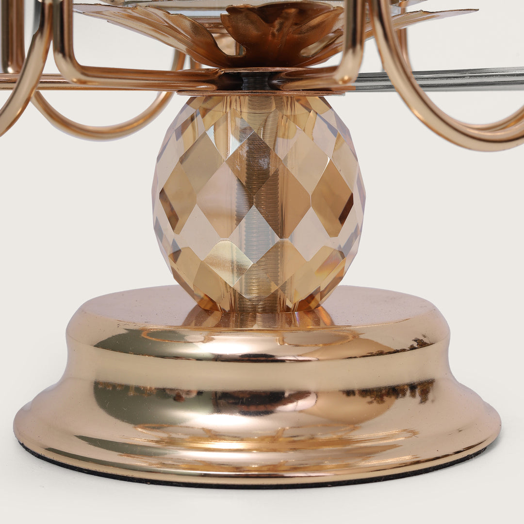 Crystal & Metal Candle Stand - Golden