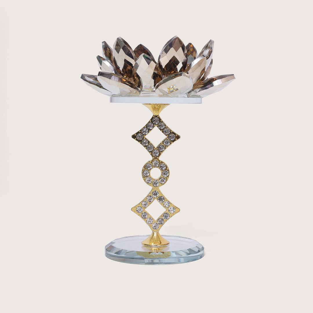 Lotus Votive Crystal & Metal Candle Stand