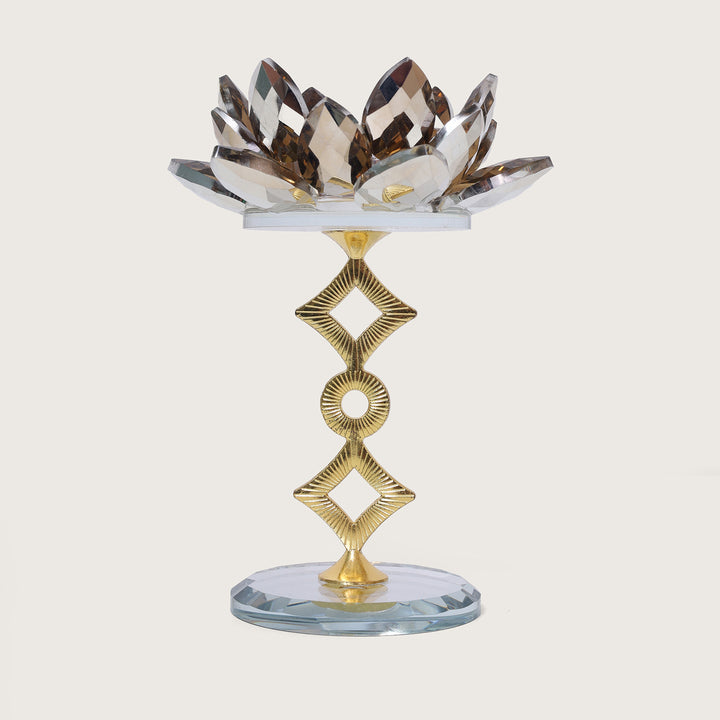 Lotus Votive Crystal & Metal Candle Stand